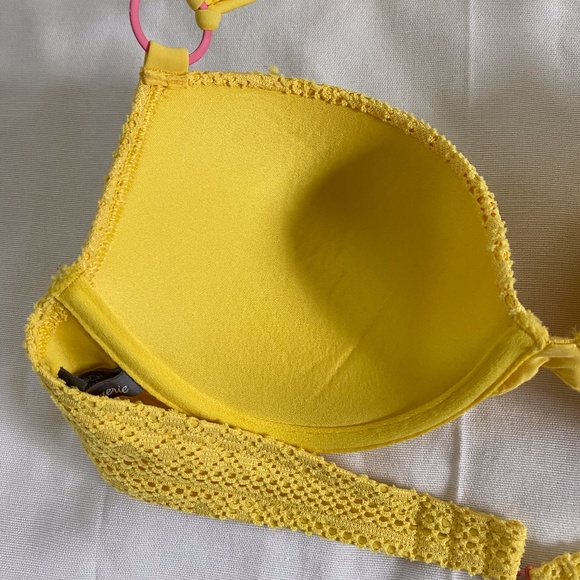 Aerie American Eagle Yellow Mesh Bikini Top 34B - Picture 4 of 8